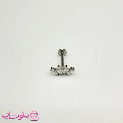 پیرسینگ گوش استیل نقره ای رنگ مدل چهار برگ کد 229