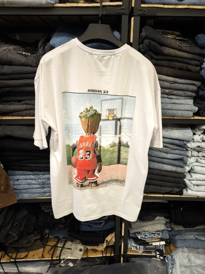 تیشرت لانگ air Jordan سفید سایز 3xl نخ پنبه