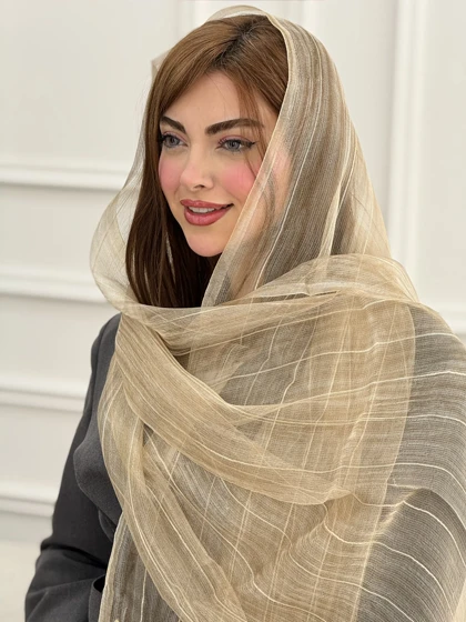 شال حریر شیشه ای راه راه