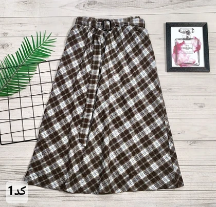 دامن چهارخونه پشمی قد 75 کد 50129