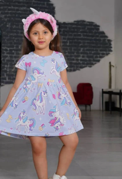 پیراهن دخترانه یونیکورن