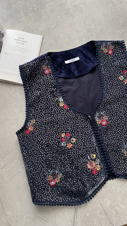 وست مخمل پولک دوزی