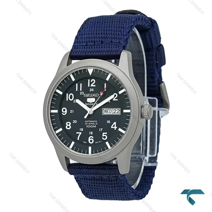 ساعت مچی سیکو 5 اسپرت مردانه سیلور بند برزنت سرمه ای Seiko-7510-G