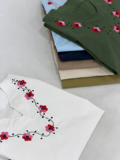 مانتو لینن گلدوزی نرگس کد 7033