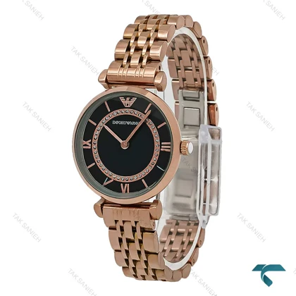 امپریو آرمانی زنانه رزگلد صفحه مشکی خورشیدی Armani-8003-L