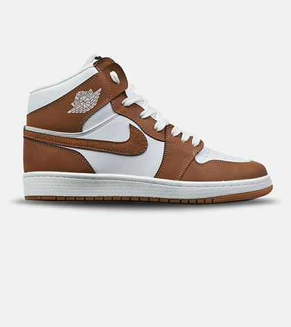 کفش کتانی ساق‌دار مردانه و زنانه سفید قهوه ای NIKE jordan 1 مدل 8952