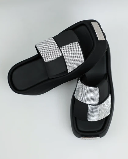 6727-41 - کفش صندل لژدار نگینی پنجه استیل 6727-41