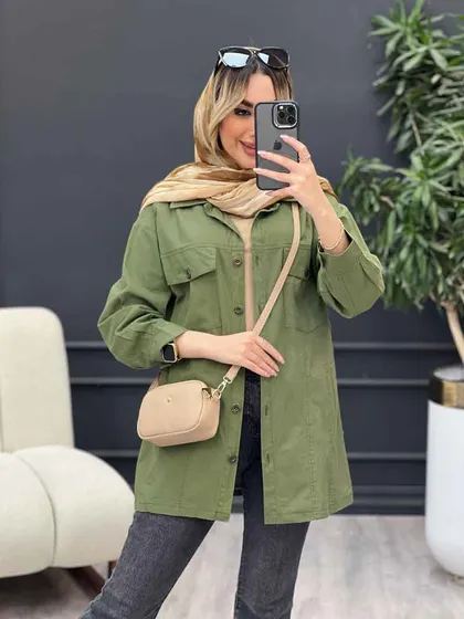 مانتو لینن چهار جیب برش‌دار