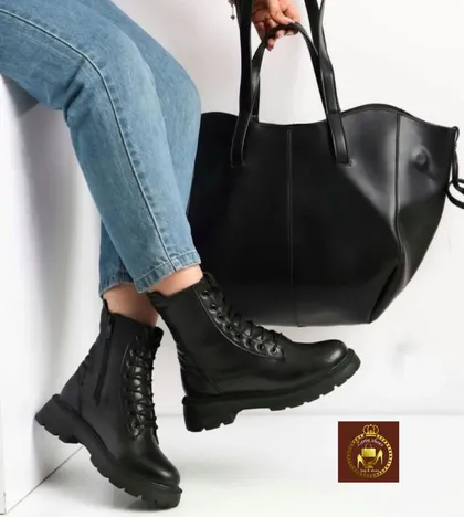 نیم بوت پوتین لژدار زنانه دخترانه بندی اسپرت