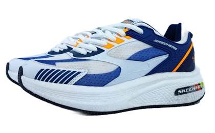 کفش اسپرت و روزمره مردانه برند اسکچرز Skechers مدل مانستر مشکی سفید آبی کد 381