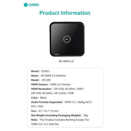 مبدل و سوئیچ HDMI دو طرفه کوتسی OF-035