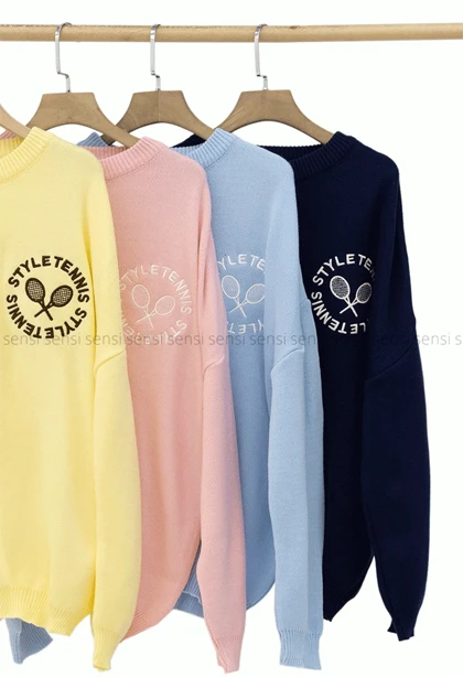 بافت یقه گرد گلدوزی تنیس کد1004903