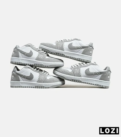 کفش کتانی مردانه و زنانه طوسی سفید نایک NIKE jordan Vodoo
