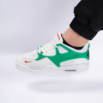 کفش کتانی اسپرت ساق‌دار مردانه رنگ سفید فسفری مدل نایک NIKE Jordan 4