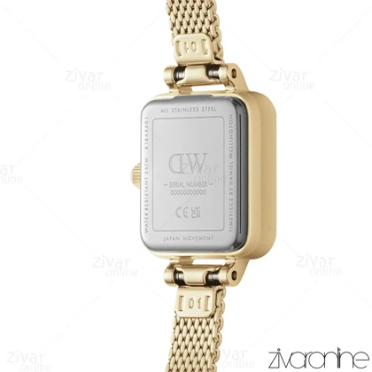 ساعت دنیل ولینگتون زنانه حصیری مستطیلی طلایی صفحه صورتی 105510