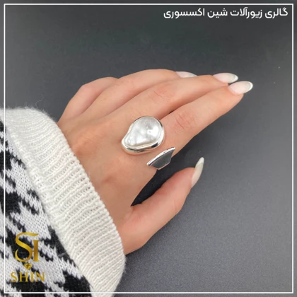 انگشتر زنانه مینا کاری شده / ابکاری نقره کد azm11