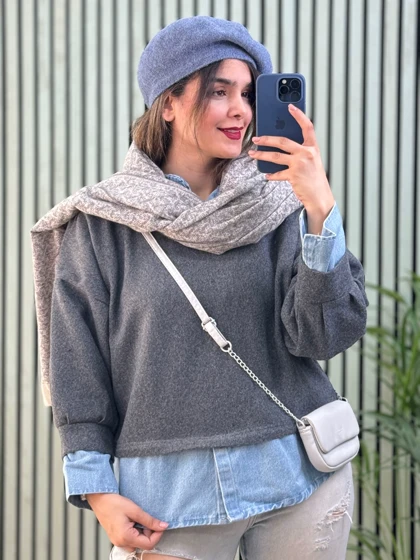 مانتو ترکیبی فوتر و جین