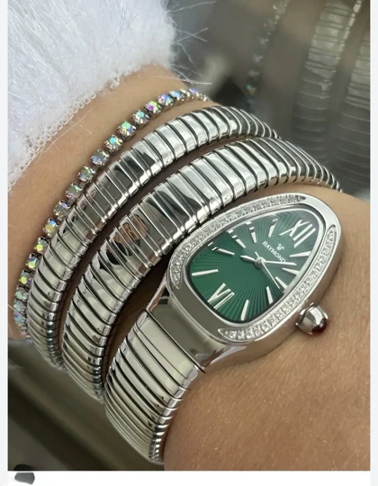 ساعت زنانه ماری بولگاری نقره ای صفحه سبز