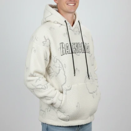 هودی تدی پشمی طرح ببعی رنگ سفید