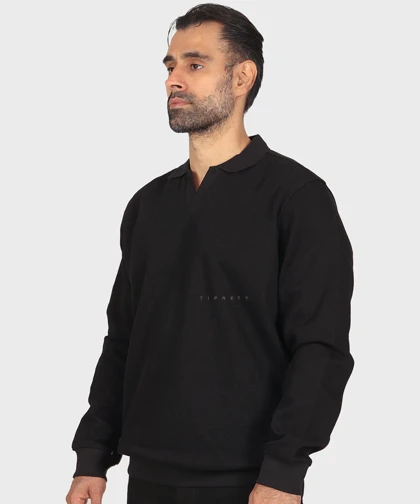 تیشرت آستین بلند مردانه یقه شکاری 0584