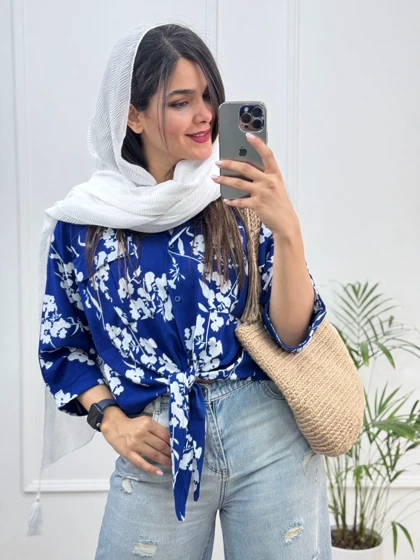 شومیز گره‌ای گلی