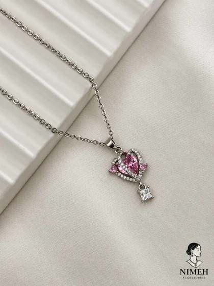 گردنبند قلب نگین بنفش 💜