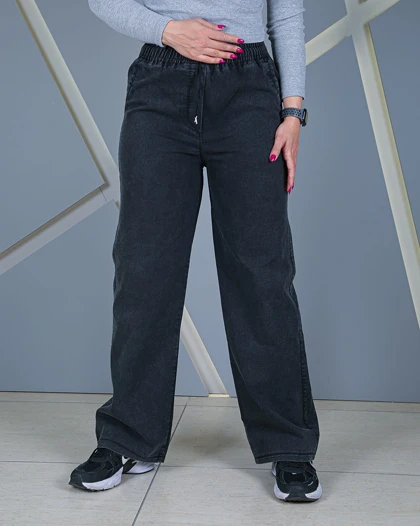 شلوار نیم بگ جین کاغذی ذغالی زنانه قد 102 سایز 36 تا 52 Charcoal Paper Jeans Semi-Baggy کد 50500