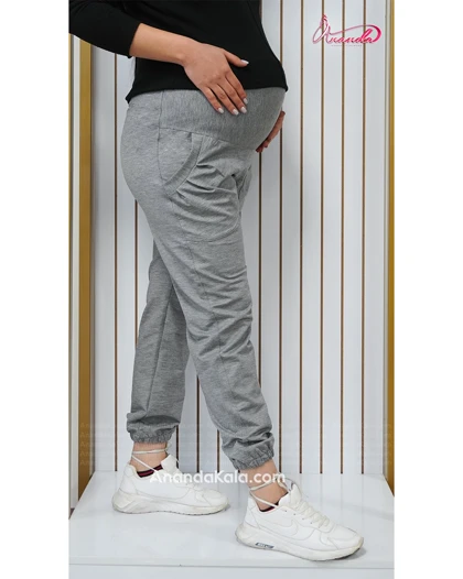 شلوار بارداری ملانژ گت دار