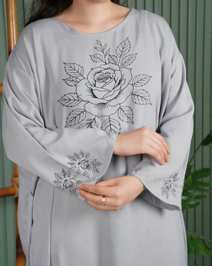 پیراهن زنانه آستین بلند گل یخ U7715