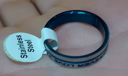 انگشتر اسپرت نقره ای با خط آبی کد R-386