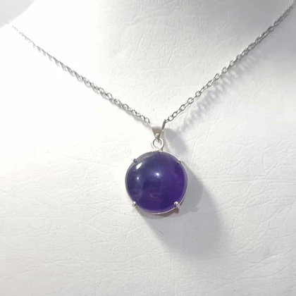 گردنبند نقره با سنگ آمیتیست (بدون زنجیر)