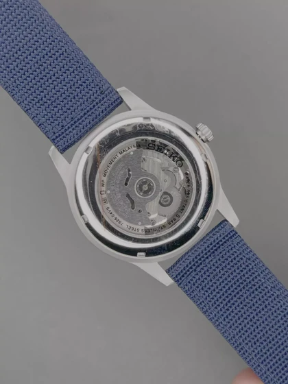 ساعت مچی سیکو خلبانی آبی بند برزنتی Seiko