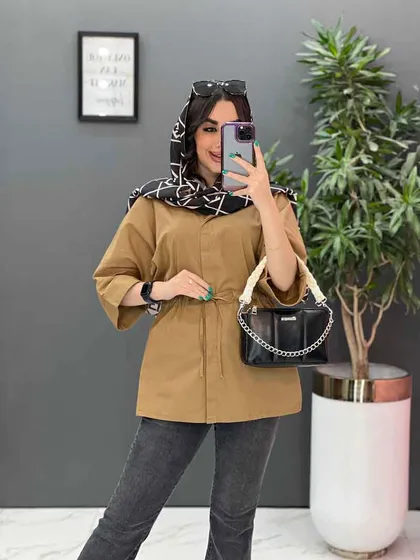 مانتو لینن دکمه مخفی کمرگت