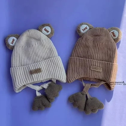 کلاه بافت بچگانه گوشدار تدی