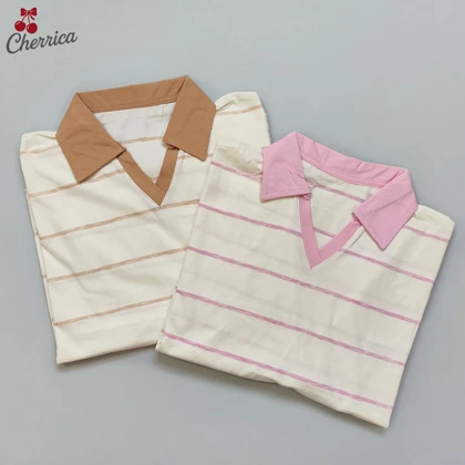 کراپ باکسی راه راه یقه دار