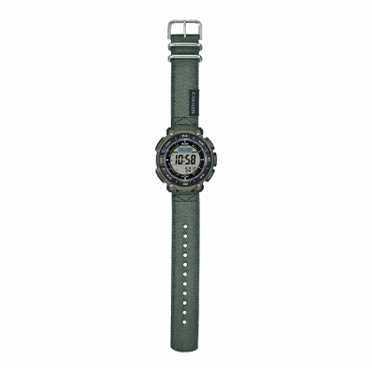 ساعت مچی کوهنوردی کاسیو پروترک (Casio Pro Trek) مدل PRG-340B-3 (دیجیتال, تریپل سنسور, شارژ خورشیدی, بند پارچه‌ای مقاوم)