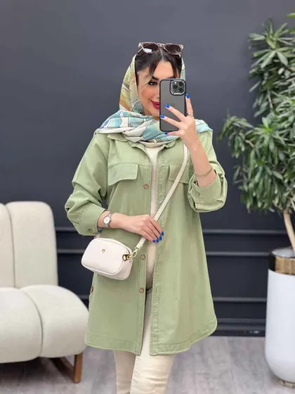 مانتو جیب نما بغل سه دکمه