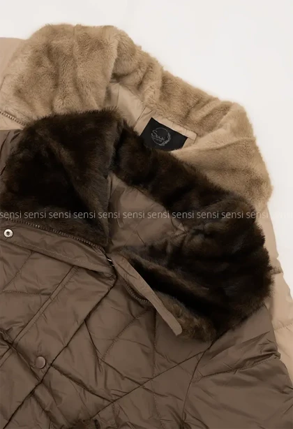 کاپشن وارداتی یقه پوست پشم شیشه کد1004846