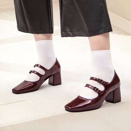 کفش پاشنه‌بلند مدل 5008_زرشکی کد 1758