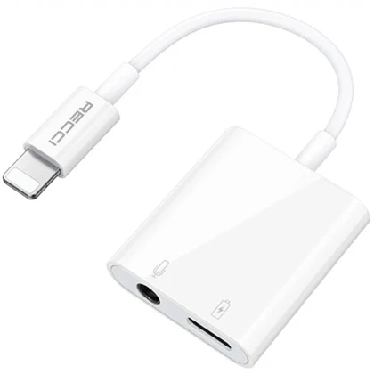 تبدیل آیفون رسی Recci مدل RDS-A10 لایتنینگ به aux و لایتنینگ