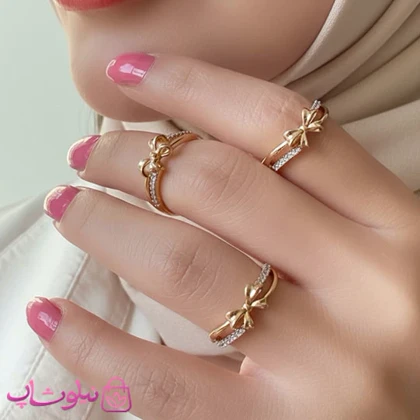 انگشتر زنانه ژوپینگ مدل پاپیون ظریف دولاین کد 2391