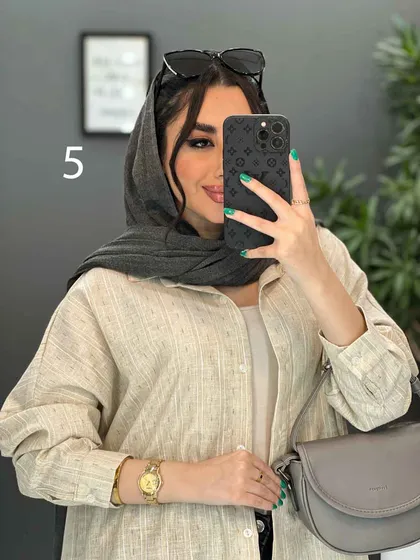 مانتو پیراهنی طرح دار لینن