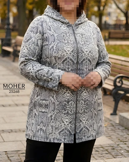 هودی زیپ‌دار سایز بزرگ طرح پوست ماری