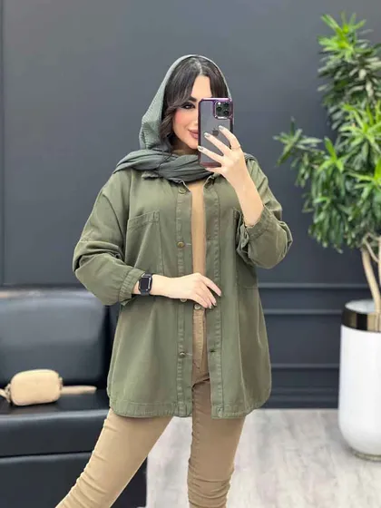 مانتو جین رنگی دو جیب