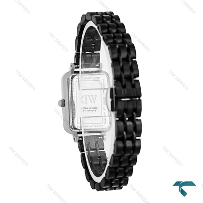 ساعت زنانه DW دنیل ولینگتون مستطیلی مشکی قاب سیلور DW-8031-L