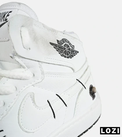 کفش کتانی ساق‌دار مردانه و زنانه سفید مشکی نایک NIKE jordan Vodoo مدل 7785