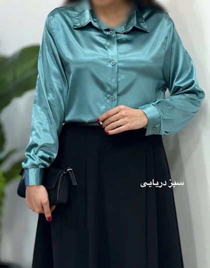 شومیز ساتن زیتون(ایراد دار)
