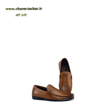 کفش کالج مردانه چرم طبیعی دست دوز عسلی