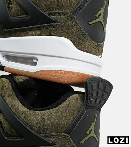 کتانی ساق‌دار زنانه و مردانه سبز Nike air jordan 4 مدل 7305