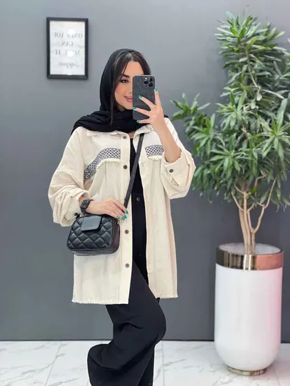 مانتو لینن نواردوزی ریش دار